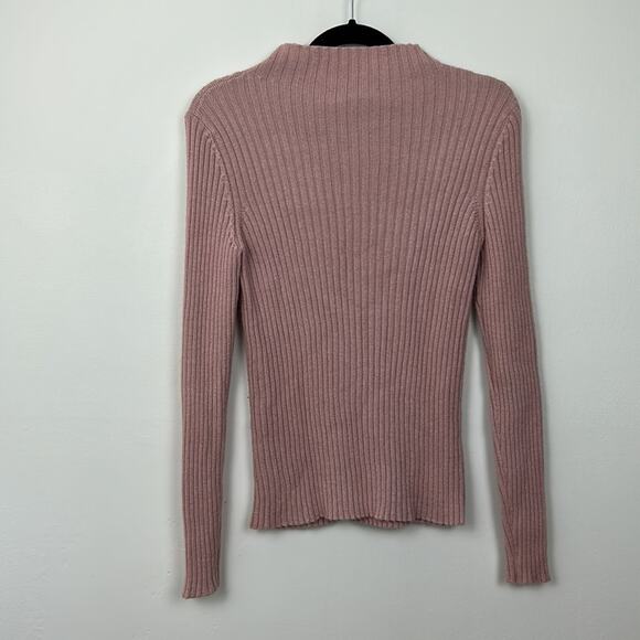Mansur Gavriel Pink Ribbed Turtleneck Sweater - Picture 3 of 5